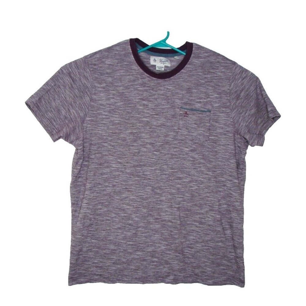 Penguin Mens Purple Knit Shirt Tee Size XXL Heathered Pocket Mungsingwear Vtg
